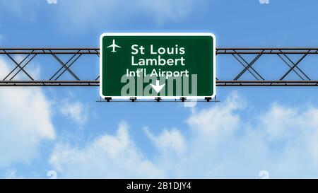 Saint Louis USA Airport Highway Schild 3D-Illustration Stockfoto