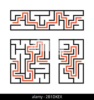 Eine Reihe von Labyrinthe. Spiel für Kinder. Puzzle für Kinder. Labyrinth-Rätsel. Vektorgrafiken Stock Vektor