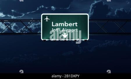 Saint Louis USA Airport Highway Schild bei Nacht 3D-Illustration Stockfoto