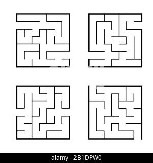 Eine Reihe von Labyrinthe. Spiel für Kinder. Puzzle für Kinder. Labyrinth-Rätsel. Vektorgrafiken Stock Vektor