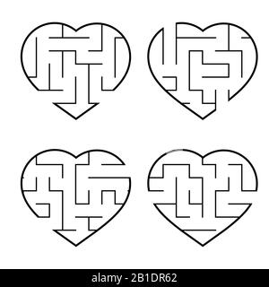 Eine Reihe von Labyrinthe. Spiel für Kinder. Puzzle für Kinder. Labyrinth-Rätsel. Vektorgrafiken Stock Vektor