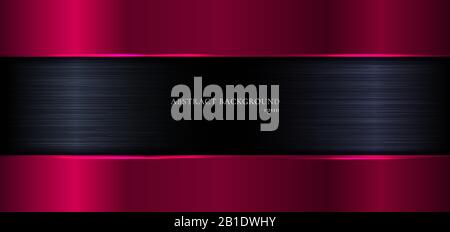 Abstraktes Banner Web elegante Vorlage geometrisch rosa Verlauf metallisch auf schwarzem Metallhintergrund und Textur. Luxuriöser Stil. Vektorgrafiken Stock Vektor