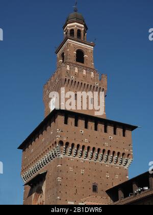 Italien, Lombardei, Mailand, Castello Sforzesco (Castello Sforzesco), erbaut im 15. Jahrhundert von Herzog von Milan Francesco Sforza Stockfoto