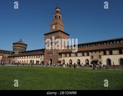 Italien, Lombardei, Mailand, Castello Sforzesco (Castello Sforzesco), erbaut im 15. Jahrhundert von Herzog von Milan Francesco Sforza Stockfoto