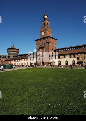 Italien, Lombardei, Mailand, Castello Sforzesco (Castello Sforzesco), erbaut im 15. Jahrhundert von Herzog von Milan Francesco Sforza Stockfoto