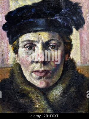 Porträt einer Künstlerin, Frau, in A, Hut, 1921, von Konstantin Zefirov, Konstantin, Zefirov Stockfoto