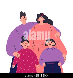 Glückliche Familie mit Kindern.Kinder und Eltern. Stock Vektor