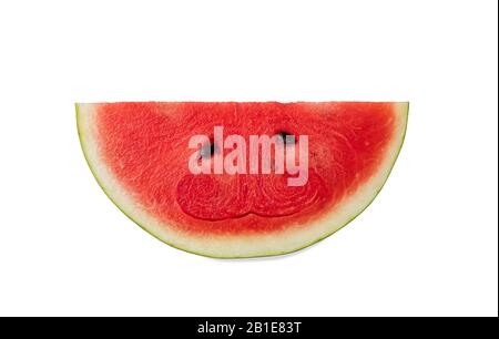 Halbe Wassermelone isoliert auf weißem Hintergrund. Citrullus lanatus für den Sommer Stockfoto