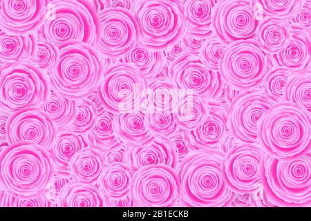 Blumenhintergrund. Hintergrund vieler rosafarbener Rosen. Stock Vektor
