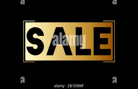Verkaufsbanner. Verkaufsposter mit goldenem Rahmen auf dunklem Hintergrund. Jetzt kaufen. Stock Vektor