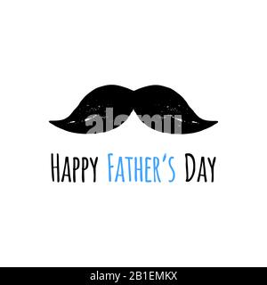 Happy Fathers Tagesphrase und handgezeichneter Schnurrbart auf weißem Hintergrund. Glückwunschkarte für den Tag des Vaters. Stock Vektor