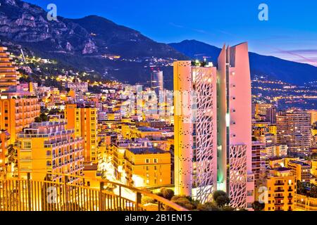 Monaco waterfront Wolkenkratzer Golden Sunset View, Fürstentum Monaco Stockfoto