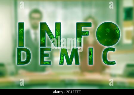 Infodemia Konzept über Pandämie und falsche Informationen abaut Coronavirus. Stockfoto