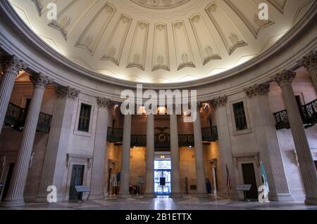 In der kuppelförmigen Federal Hall in New York City, dem Ort der ersten Hauptstadt der Vereinigten Staaten und später eines Zollhauses. USA Stockfoto