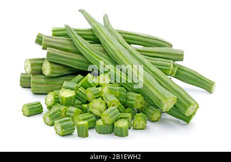 Moringa oleifera isoliert auf weißem Hintergrund Stockfoto