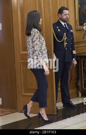 Madrid, Madrid, Spanien. Februar 2020. Königin Letizia aus Spanien besucht am 25. Februar 2020 in Madrid, Spanien, ein Publikum mit dem Verwaltungsrat von Atresmedia im Zarzuela Palace Credit: Jack Abuin/ZUMA Wire/Alamy Live News Stockfoto