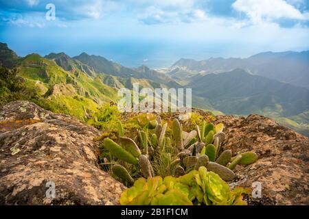 Luftaufnahme Anagagebirge, Taganana Teneriffa, Kanarische Insel Resort Stockfoto