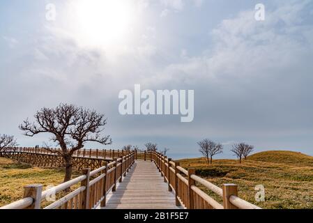 Shiretoko Goko Five Lakes im Shiretoko National Park. Touristen können auf dem erhöhten Holzsteg spazieren gehen. Shari, Hokkaido, Japan Stockfoto