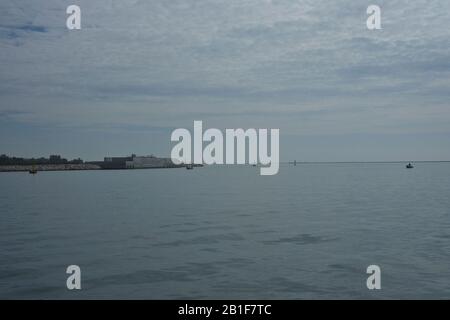 Mose Project, Isola Artificiale del Baccan di Sant'Erasmo, am Wasser der Lagune von Venedig, Italien Stockfoto