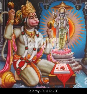 Hanuman Weißer gott Affe indische heilige Spiritualität Illustration Stockfoto