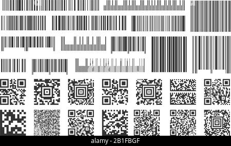 Digitaler Barcode. Supermarkt-Baretiketten, Shop-Lagercode und Technologierodencodes. Barcodes Vektor Set Stock Vektor