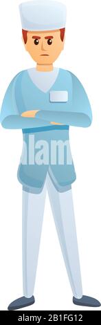 Symbol für schweren Arzt im Krankenhaus. Cartoon des vektoriellen Symbols für den schweren Arzt im mentalen Krankenhaus für Web-Design isoliert auf weißem Hintergrund Stock Vektor