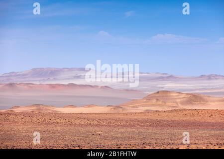 Wüstenblick Paracas National Reserve, Wüstensandberge. Stockfoto