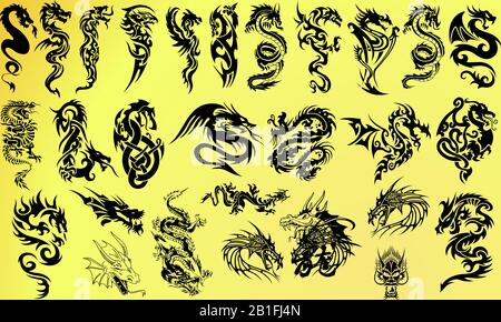 Dragon Tätowierungen Vektorgrafiken Stock Vektor
