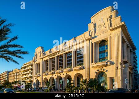 Casino und Hotel Palais de la Méditerranée, Promenade des Anglais, Baie des Anges, Nizza, Südfrankreich, Stockfoto