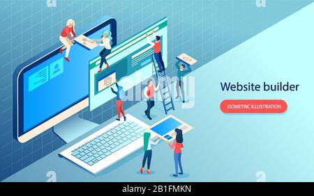Vektor der IT-Mitarbeiter, Softwareingenieure, die eine neue Webseite entwickeln Stock Vektor