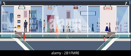 Vector of stylish people women and men shopping in a Mall Stock Vektor