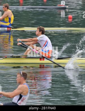 Shunyi, CHINA. Viertelfinale der Einzel-Möwen-Männer, NED M1X, Sjoerd HAMBURGER, bei der olympischen Regatta 2008, Shunyi Ruder-Kurs. Sonntag 10.08.2008 [Pflichtgutschrift: Peter SPURRIER, Intersport Images] Stockfoto