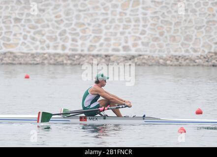 Shunyi, CHINA. Männer Einzel-Schädel-Halbfinale C/D, MEX M1X, bei der olympischen Regatta 2008, Shunyi Ruder-Kurs. Dienstag 12.08.2008 [Pflichtgutschrift: Peter SPURRIER, Intersport Images] Stockfoto