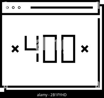 Fehlerwebseite Zeilensymbol, Konzeptzeichen, Konturvektorabbildung, lineares Symbol. Stock Vektor