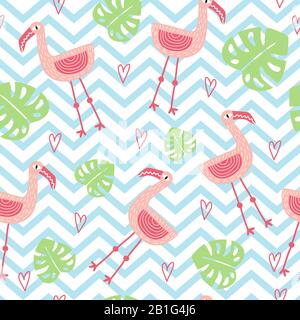 Nahtloser Baby-Hintergrund mit Pink Flamingos Vektorgrafiken Stock Vektor