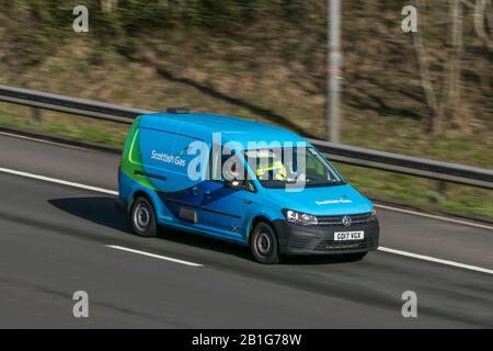 Fahren Sie auf der Autobahn M6 in der Nähe von Preston in Lancashire, Großbritannien Stockfoto