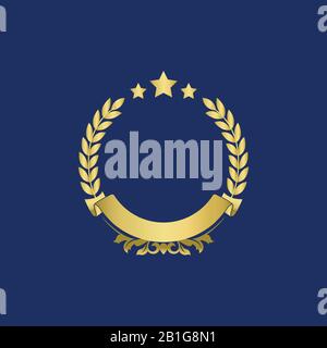 Band, Stern und Lorbeer - Royal Place Logo Template - Stilvolles Platzlogo mit Luxuriösem klassischen Briefkonzept. Stock Vektor