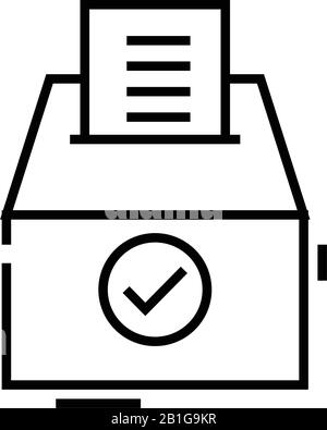 Symbol für Wahlzeile, Konzeptzeichen, Konturvektorabbildung, lineares Symbol. Stock Vektor