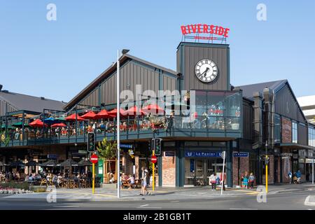 Riverside Food Market, Oxford Terrace, Christchurch Central City, Christchurch, Canterbury Region, Neuseeland Stockfoto