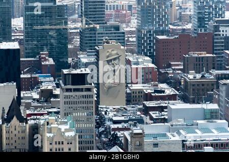 Skyline von Montreal von Kondiaronk Belvedere / Mont-Royal im Winter Stockfoto