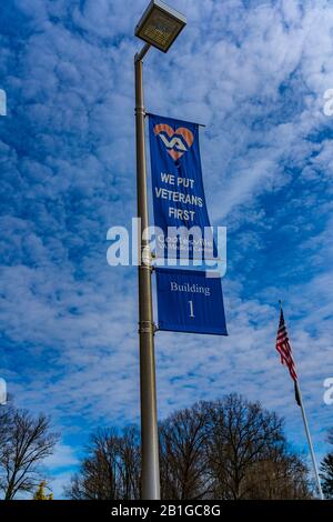 Coatesville, PA/USA - 24. Februar 2020: Gebäude 1 im US Department of Veterans Affairs Medical Center in Coatesville PA. Stockfoto