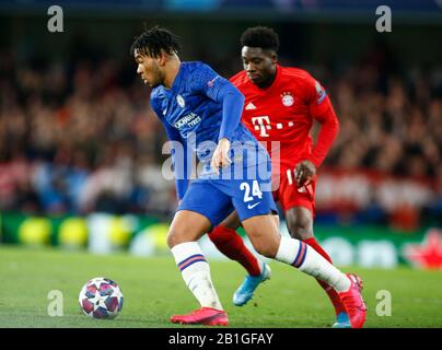 London, Großbritannien. Februar 2020.Chelseas "Reece James" während der "Champion League Round 16 1st Leg" zwischen Chelsea und Bayer München im Stanford Bridge Stadium, London, England am 25. Februar 2020 Credit: Action Foto Sport/Alamy Live News Stockfoto