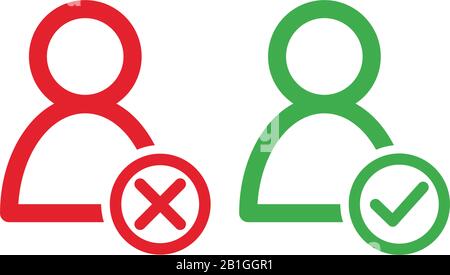 Mitglied oder Uer-Symbol hinzufügen oder löschen. Konzept ablehnen und akzeptieren. Darstellung des Vektors isoliert Stock Vektor