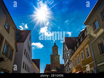 Blick auf die Kleinstadt Volkach in Unterfranken, Deutschland Stockfoto