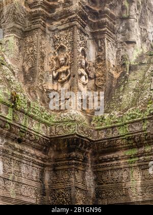 Bild des Ta Prohm Tempels, des photogenen Tempels im Archäologischen Park Angkor Wat, Siem Reap, Kambodscha. Stockfoto