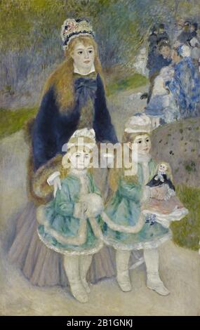 Mutter und Kinder (La Promenade) (1876) - Gemälde des 19. Jahrhunderts von Pierre-Auguste Renoir - sehr hohe Auflösung und Qualität Bild Stockfoto