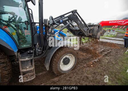 Nottingham - ENGLAND - 22. FEBRUAR: Offizielle Reparatur des Kurses bei den englischen nationalen Cross-Country-Meisterschaften, Wollaton Park, Nottingham, Englan Stockfoto