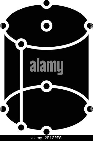 Schwarzes 3D-Modellsymbol, Konzeptabbildung, Vektor-Flachsymbol, Glyph-Zeichen. Stock Vektor