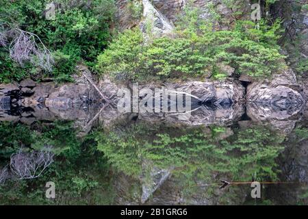 Reflexionen im Great Ravine am Franklin River Stockfoto