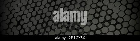 3D-Computergrafik, künstliche Oberfläche aus grauen Hexagonen Stockfoto